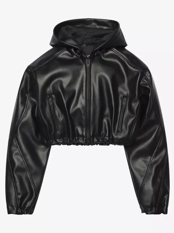 Khy Black Leather Cropped Jacket