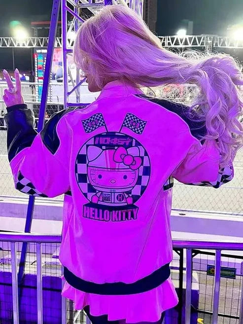 Kina Tavarozi Hello Kitty Pink Racing Leather Jacket