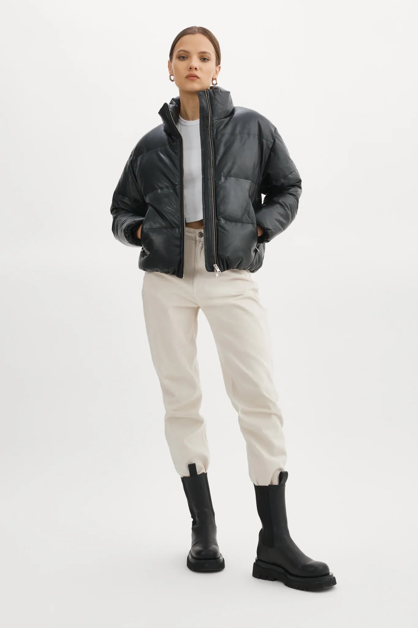 LAMARQUE-Iris-Leather-Black-Puffer-Jacket