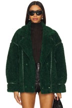 Badu Faux Fur Jacket In Green Lamarque