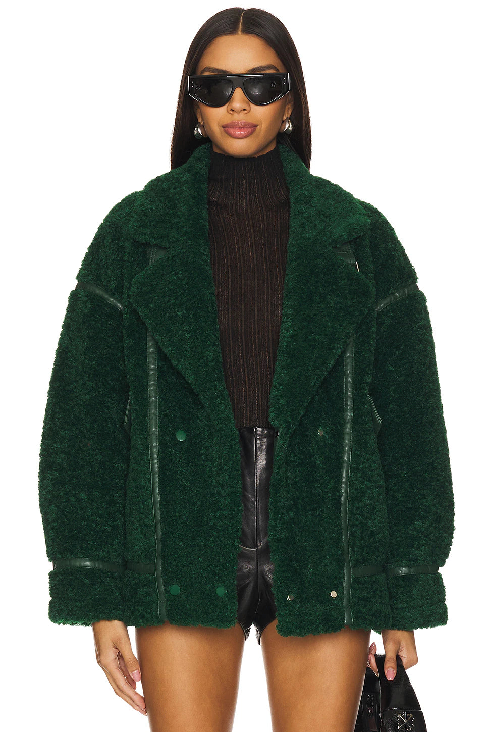 Badu Faux Fur Jacket In Green Lamarque