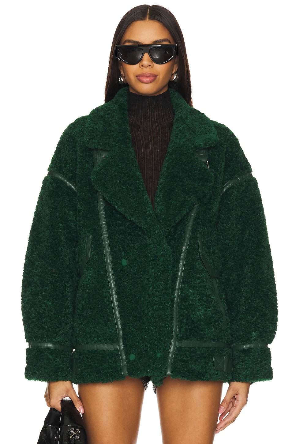 Badu Faux Fur Jacket In Green Lamarque