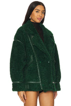 Badu Faux Fur Jacket In Green Lamarque