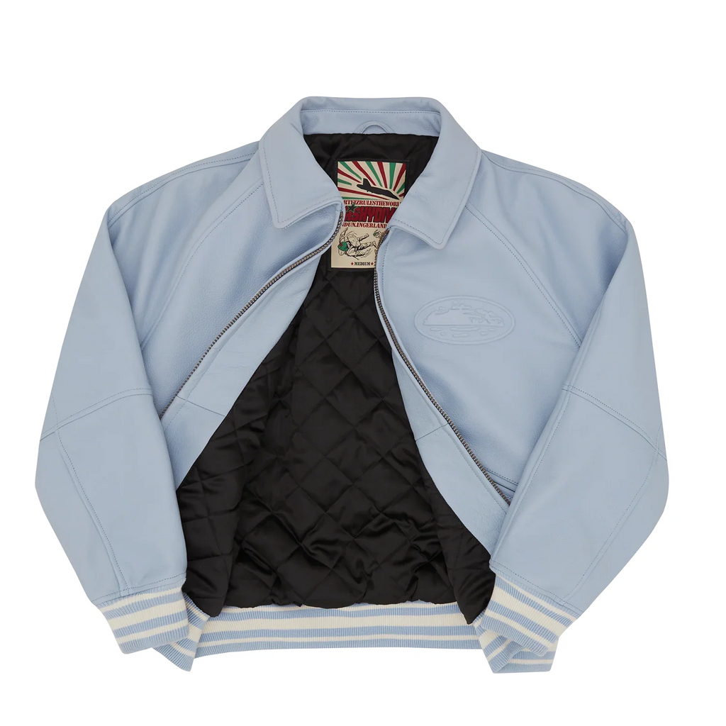 Corteiz Leather Jacket Blue