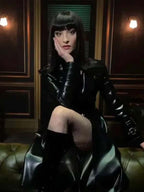 Lera Abova black leather coat One Piece 2026 style