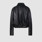 Loewe-Black-Lambskin-Draped-Leather-Jacket-For-Womens