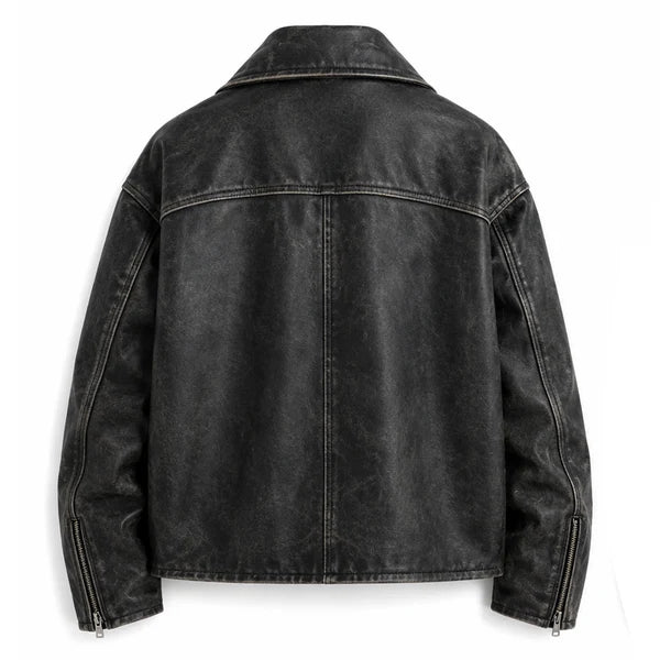 London City 2026 Lily Collins Black Leather Jacket