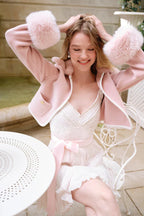 Love Shack fancy pink fur Jacket