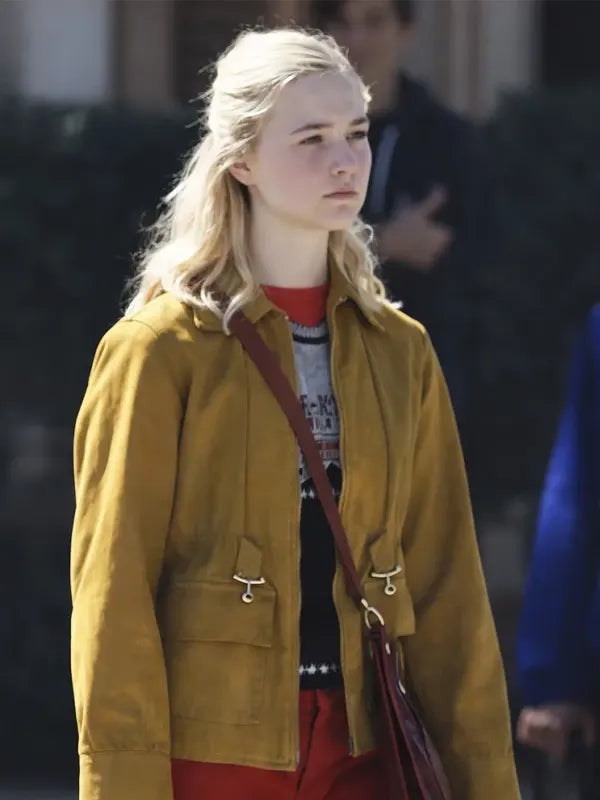 Margo’s Got Money Troubles 2026 Elle Fanning Brown Cotton Jacket