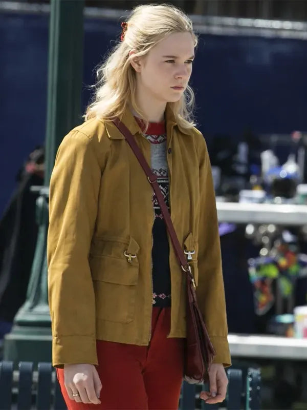 Margo’s Got Money Troubles 2026 Elle Fanning Brown Cotton Jacket
