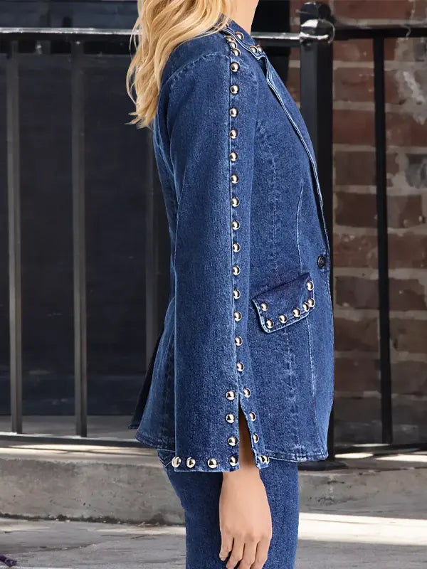 Margo’s Got Money Troubles 2026 Michelle Pfeiffer Blue Denim Blazer