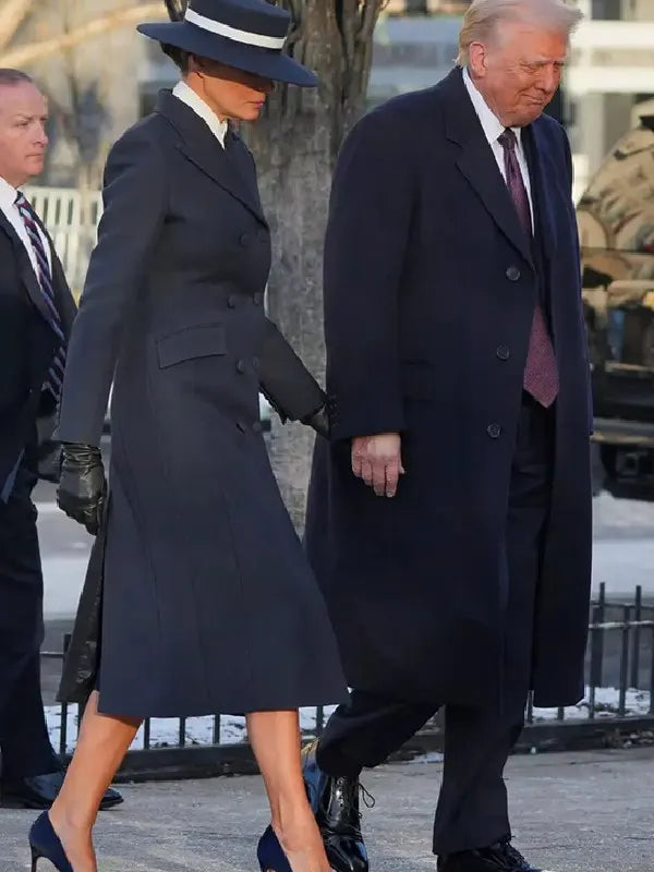 Melania Trump 2026 Black Long Coat