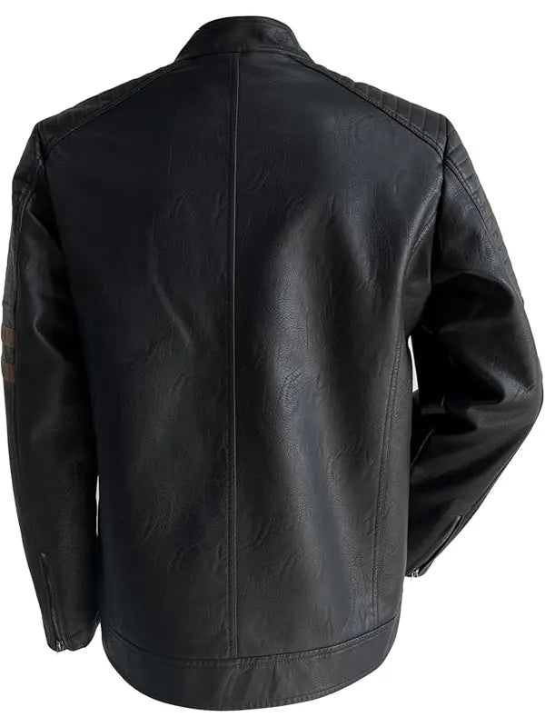 Bleu Grandeur Black Leather Jacket