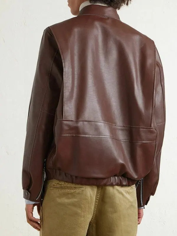 Sacai Leather Jacket Brown