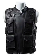 Men's Black Leather Tactical Vest