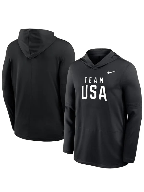 Mens-Nike-Black-Team-USA-Lightweight-Dri-FIT-Long-Sleeve-Hoodie-T-Shirt