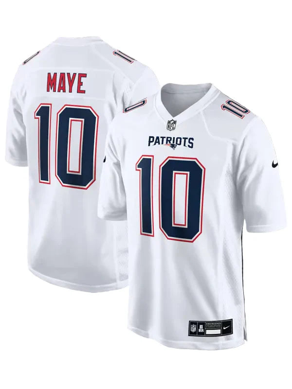 Mens-Nike-Drake-Maye-Tundra-White-New-England-Patriots-Game-Jersey