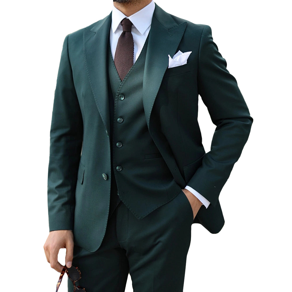 Mens Tuxedo Dark Green Three Piece Suit