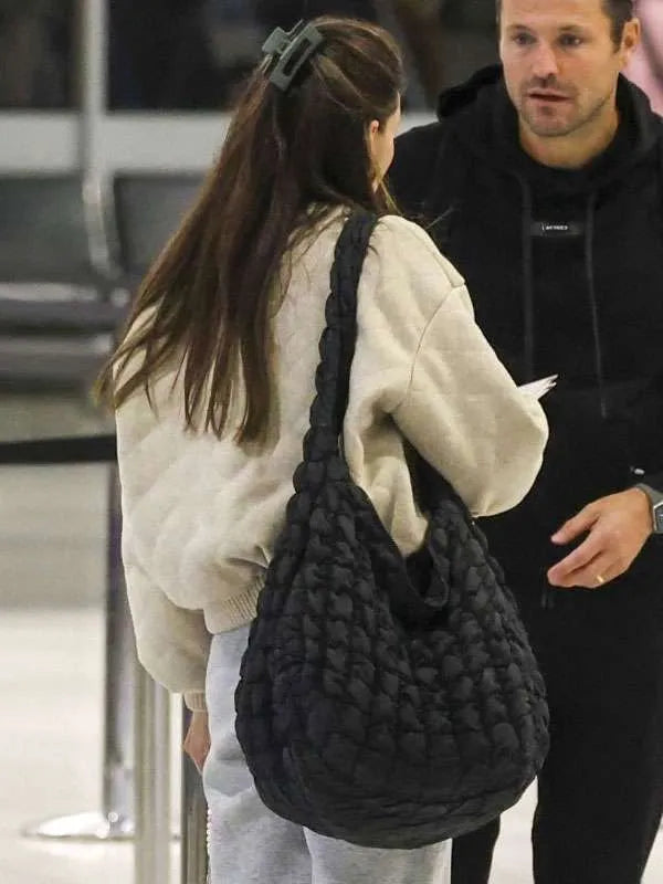 Michelle Keegan Quilted Off White Bomber Jacket