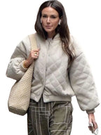Michelle Keegan Quilted Off White Bomber Jacket