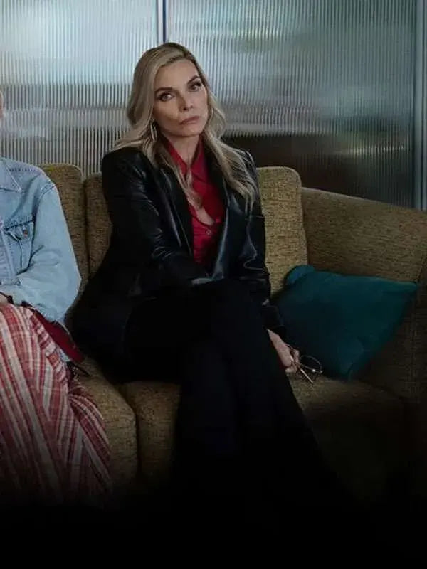 Michelle Pfeiffer Margo’s Got Money Troubles 2026 Black Leather Blazer