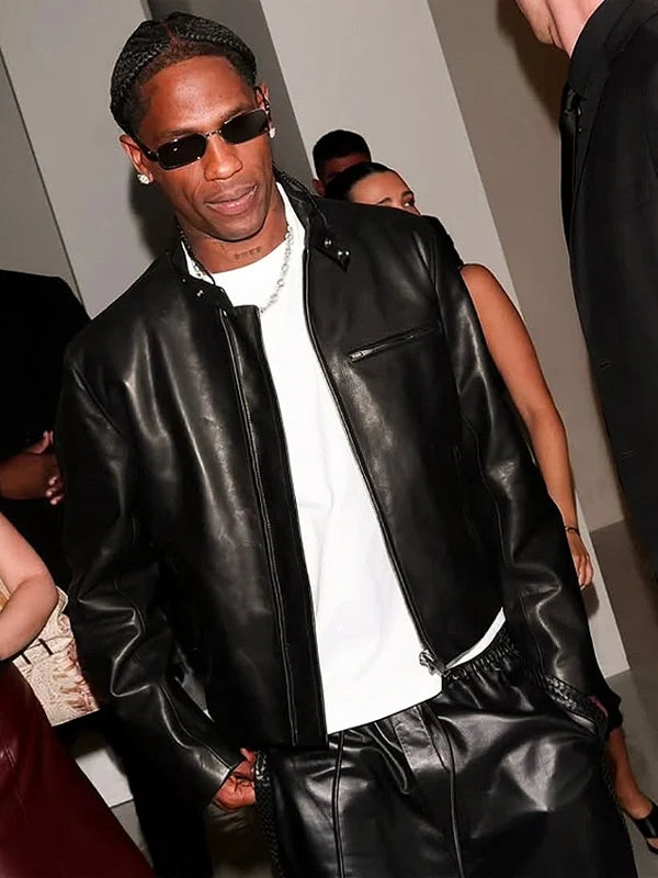 Milan Fashion Week Travis Scott Black Leather Jacket