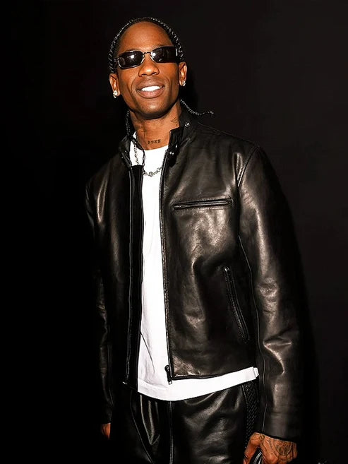 Milan Fashion Week Travis Scott Black Leather Jacket