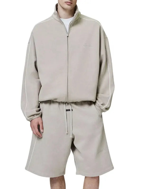Modern Fleece Track Jacket With Piping