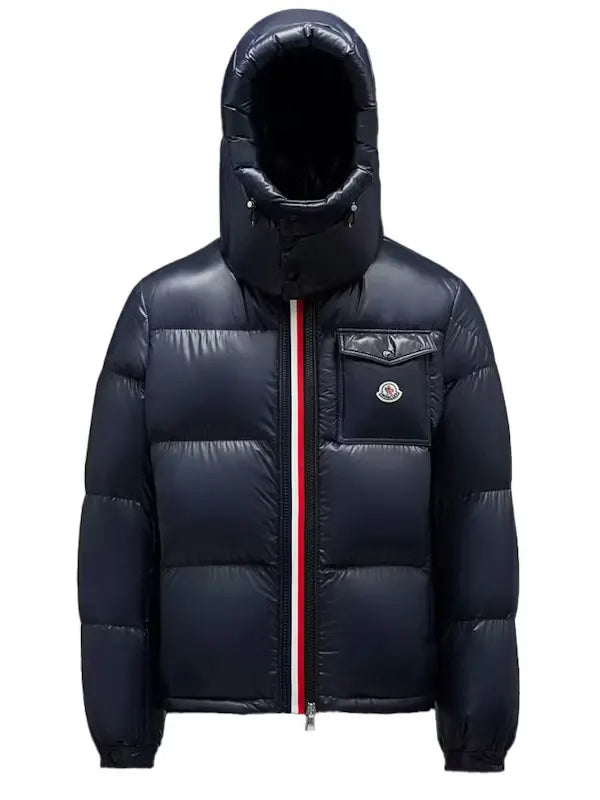 Montbeliard Hooded Short Down Jacket Blue