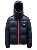 Montbeliard Hooded Short Down Jacket Blue