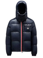 Montbeliard Hooded Short Down Jacket Blue