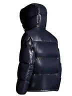 Montbeliard Hooded Short Down Jacket Blue