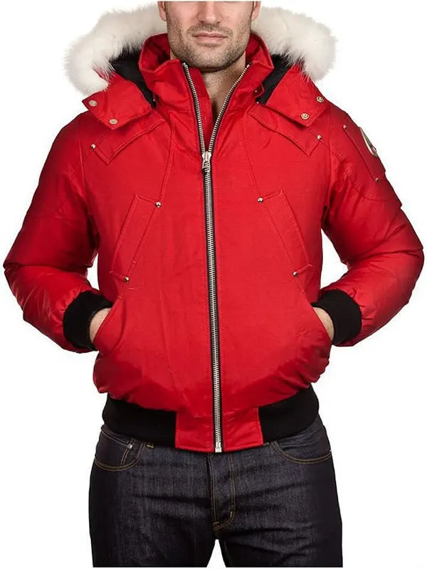 Moose Knuckles Red Fur Jacket