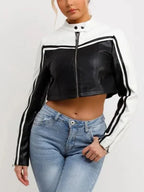 NBA-All-Star-Celebrity-Game-2026-Jenna-Bandy-Cropped-Two-Tone-Leather-Jacket