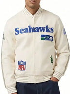 NFL Seattle Seahawks 2026 Cream Varsity Jacket