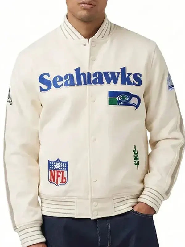 NFL Seattle Seahawks 2026 Cream Varsity Jacket