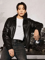 NYC Campaign Jungkook Black Leather Jacket