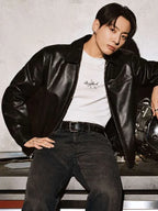 NYC Campaign Jungkook Black Leather Jacket