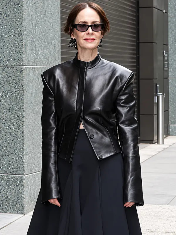 NYC Sarah Paulson Black Leather Jacket