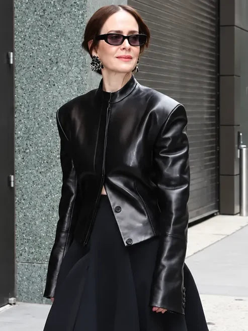 NYC Sarah Paulson Black Leather Jacket