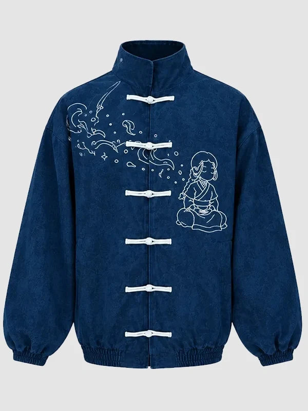 Neptun X Avatar 2026 Blue Chinese Suede Leather Jacket