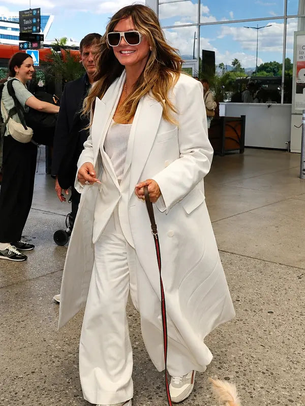 Nice Airport Heidi Klum White Coat