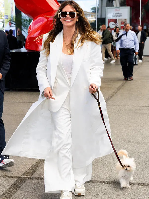 Nice Airport Heidi Klum White Coat