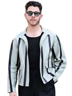 Nick Jonas Power Ballad 2026 Grey And Black Leather Jacket