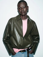 Green Zara Leather Jacket