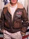 Olympics 2026 Team USA Brown Flight Leather Jacket