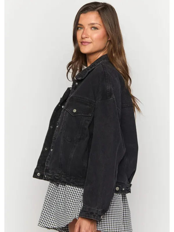 Black Oversized Jean Jacket Womens