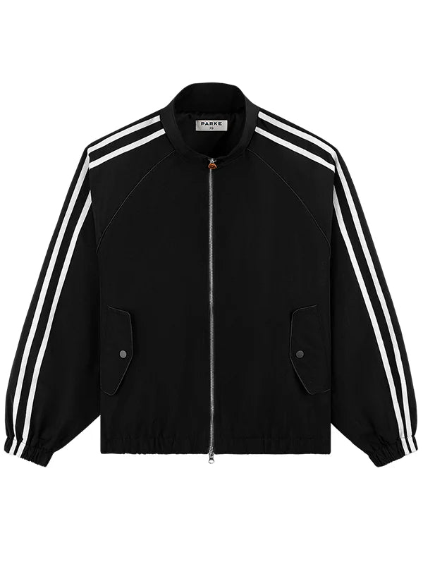 Parke-Sport-Stripe-Nylon-Track-Jacket-Black
