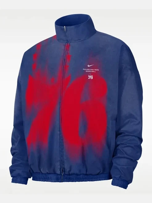 Philadelphia 76ers Nike Blue Woven Basketball Jacket