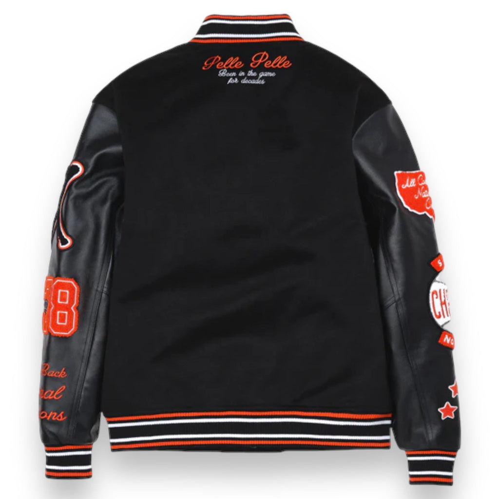 Black Wool & Leather Varsity Jacket Zing Apparel